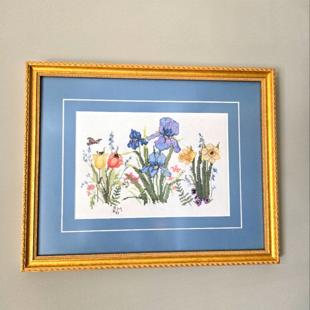 Floral Cross-Stitch Wall Art